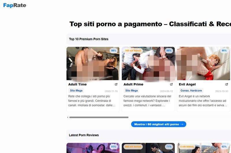 Copertina della recensione di FapRate, sito riservato ai maggiorenni