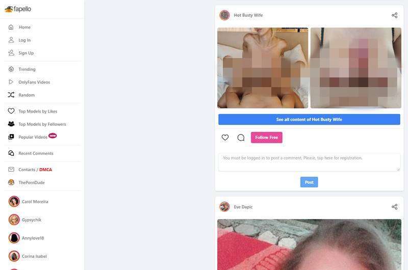 Copertina della recensione di Fapello, sito riservato ai maggiorenni