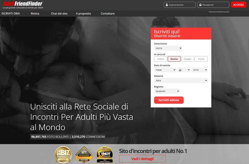 Copertina della recensione di Adult Friend Finder, sito riservato ai maggiorenni