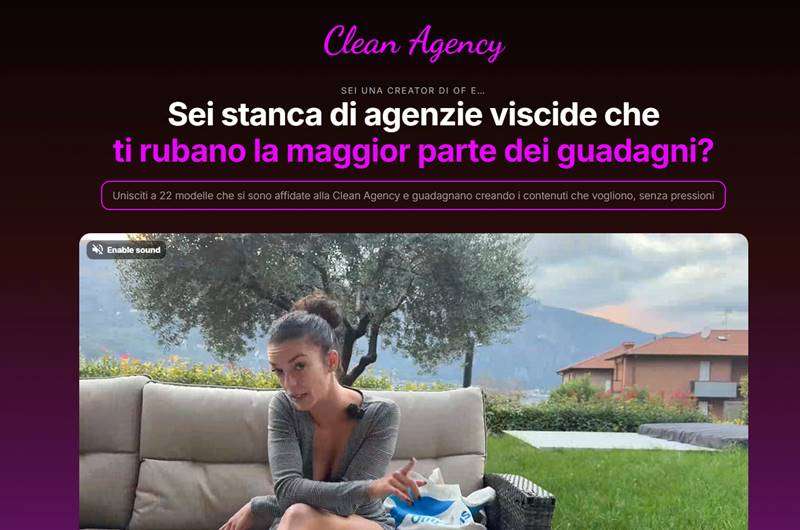 Copertina della recensione di Clean Agency, sito riservato ai maggiorenni