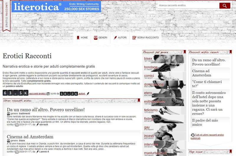 Copertina della recensione di Erotici Racconti, sito riservato ai maggiorenni
