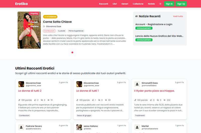 Copertina della recensione di Erotika, sito riservato ai maggiorenni