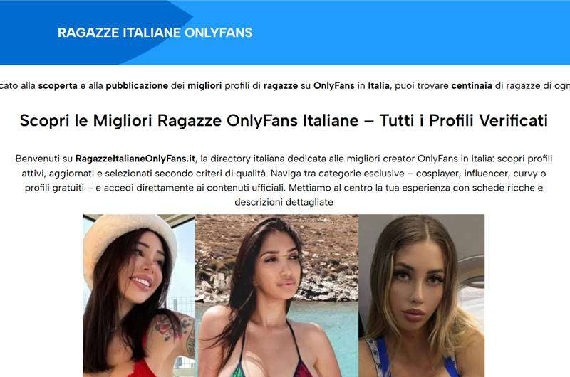 Copertina della recensione di Ragazze Italiane Onlyfans, sito riservato ai maggiorenni