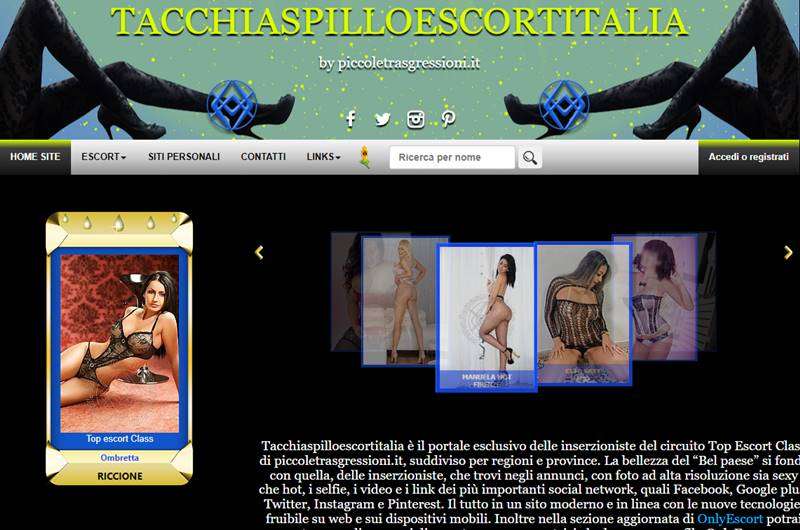Copertina della recensione di Tacchi a Spillo Escort Italia, sito riservato ai maggiorenni