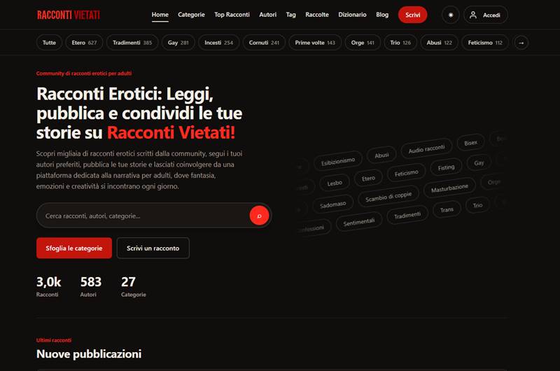 Copertina della recensione di Racconti Vietati, sito riservato ai maggiorenni