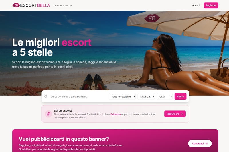Copertina della recensione di Escort Bella, sito riservato ai maggiorenni